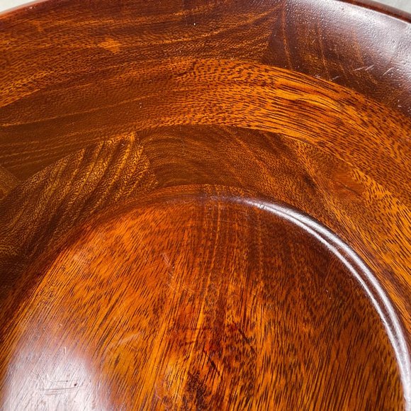 Julie Pomerantz Teak Wood Serving Fruit Bowl 12 in Vintage u - Picture 2 of 5